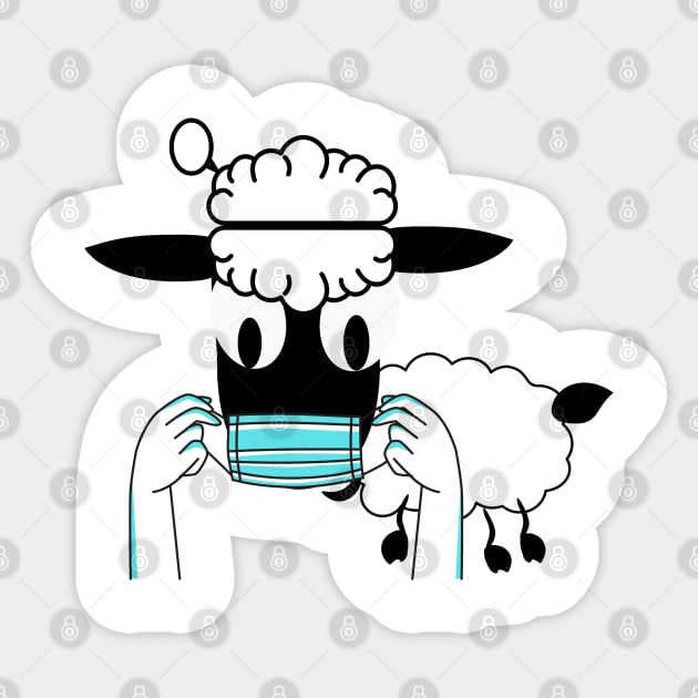 sheeple with face mask Sticker by JulieVie Design